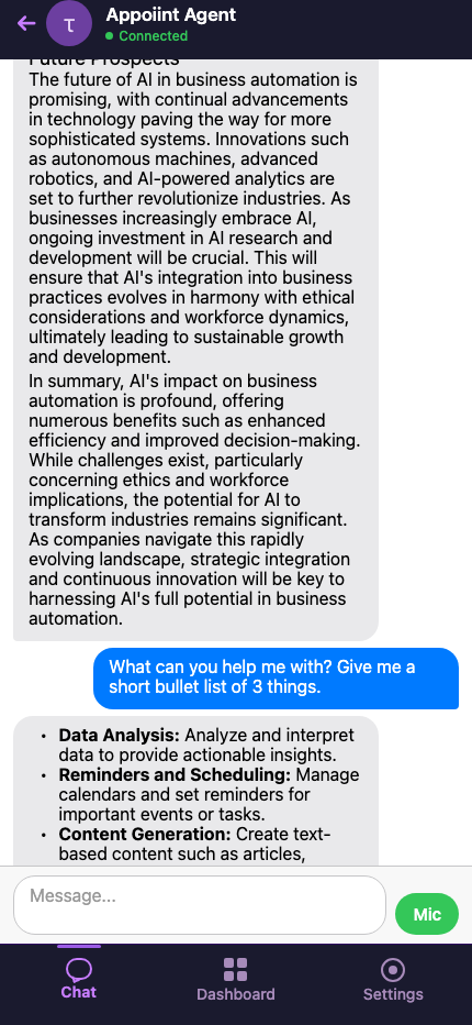 Chat with your AI agent